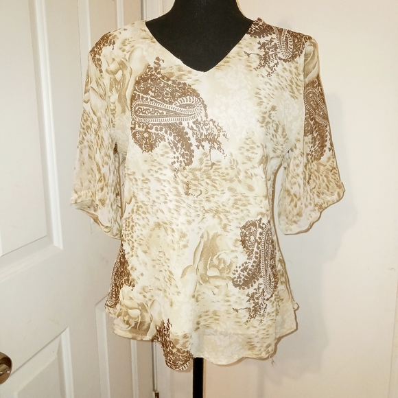 Beige and Brown Women's Top - Picture 5 of 5